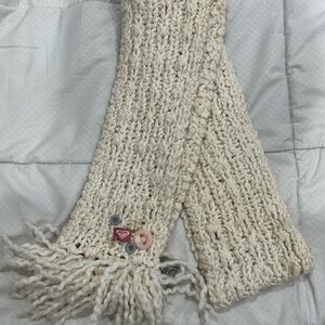 Roxy Cream Knit Scarf with Button Details